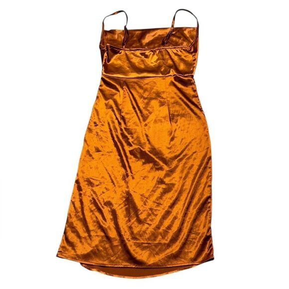 Nikasha X ANTHROPOLOGIE women’s burnt orange Ruched Mini slip Dress size 2 - Picture 7 of 11